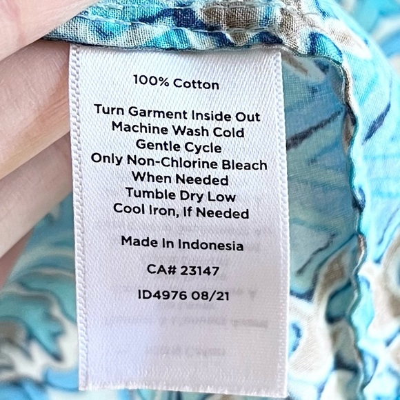 Talbots Women’s Blue and Brown Print Long Sleeve Lightweight Cotton Top … - Picture 8 of 10